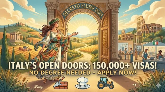 Italy New immigration for 2026: 150,000 Work Visas Announced – No Degree Required.Who can apply?